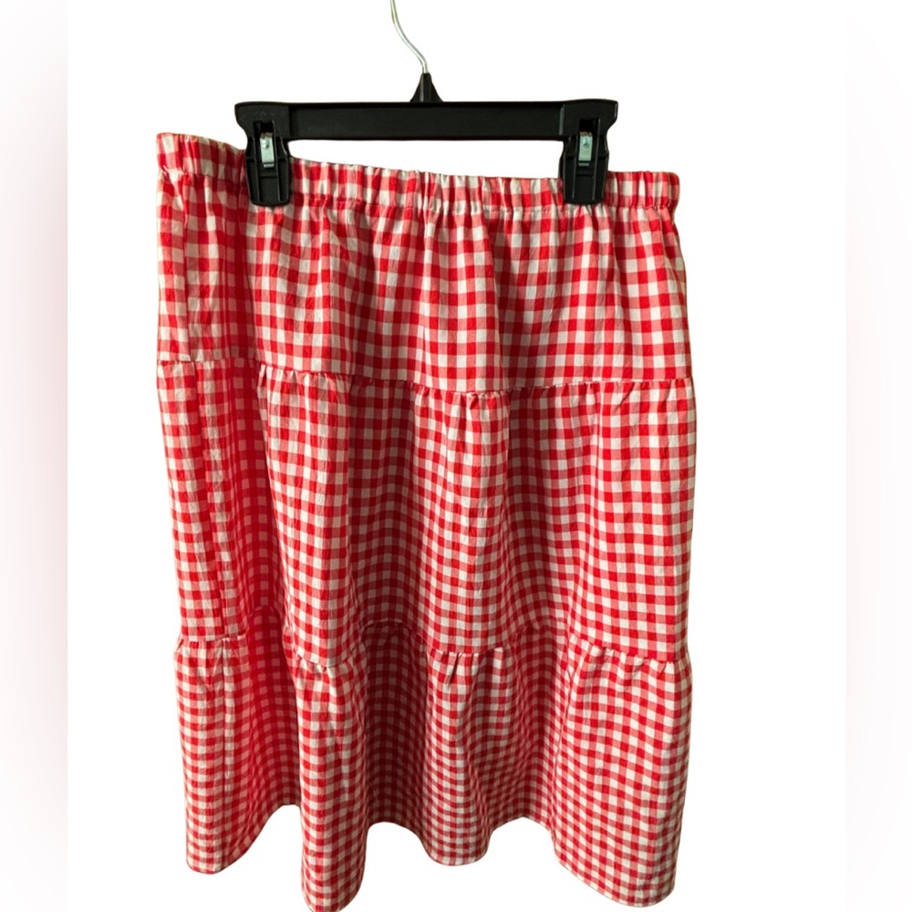 Cider Red Gingham Women's Midi Skirt
